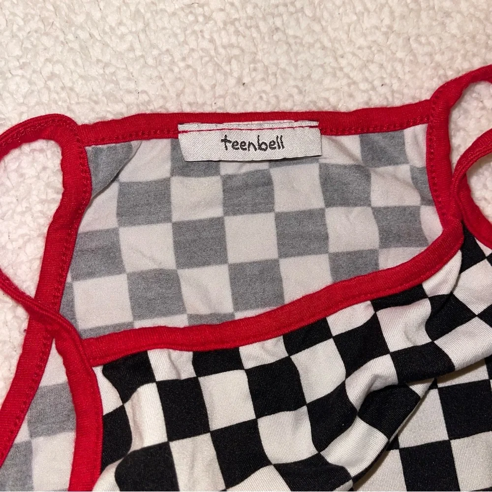 TeenBell Red and Black Checkered Crop top - Picture 3 of 4